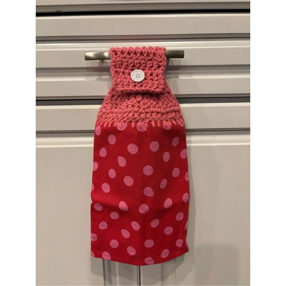Crochet Top Kitchen Towel- dots